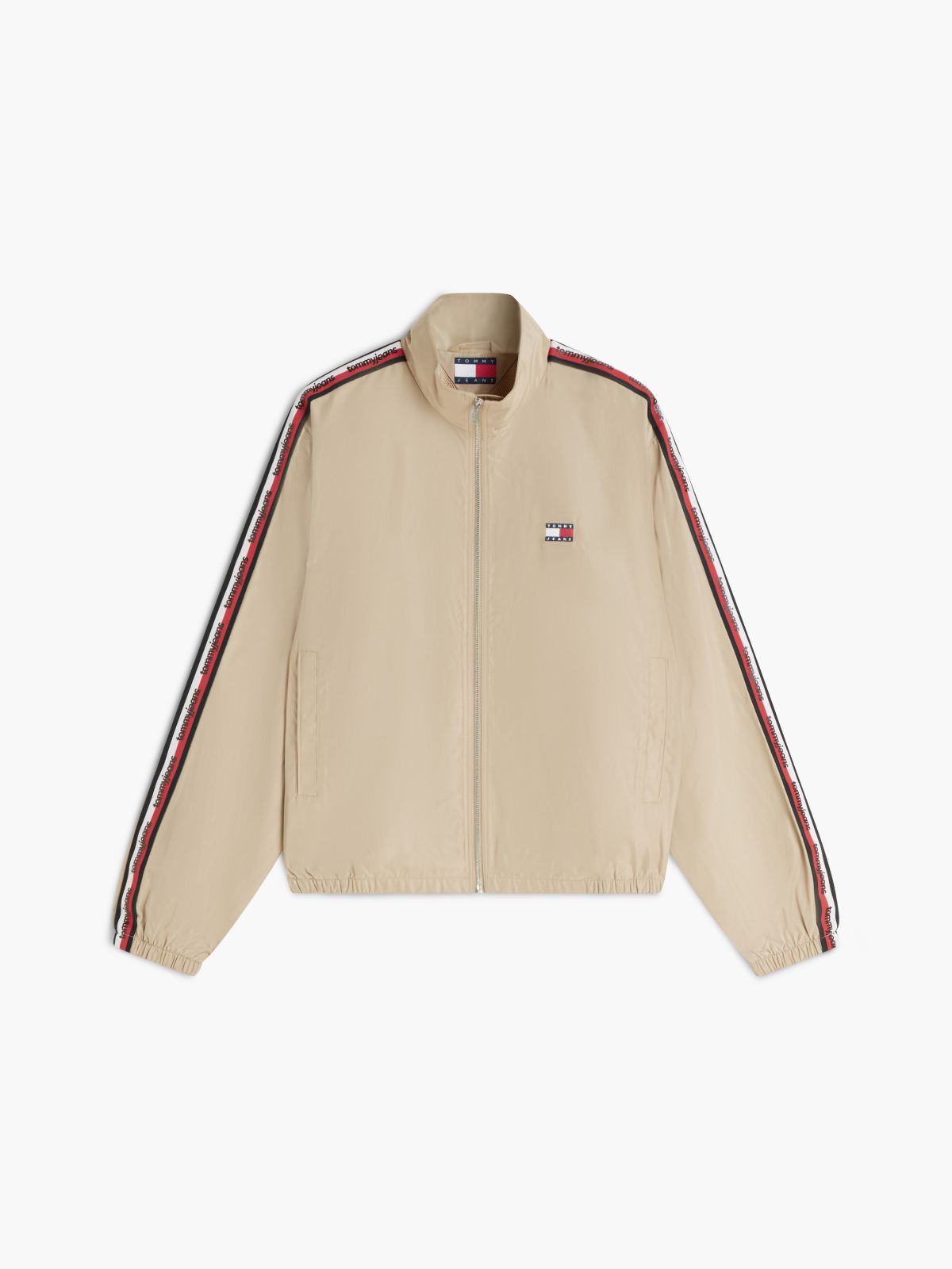 Global Stripe Tape Zip-Thru Jacket — Beige