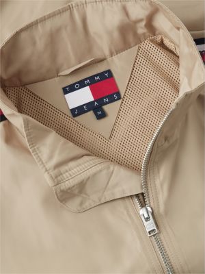 veste zippée à bande global stripe beige pour hommes tommy jeans