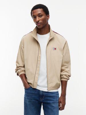 veste zippée à bande global stripe beige pour hommes tommy jeans