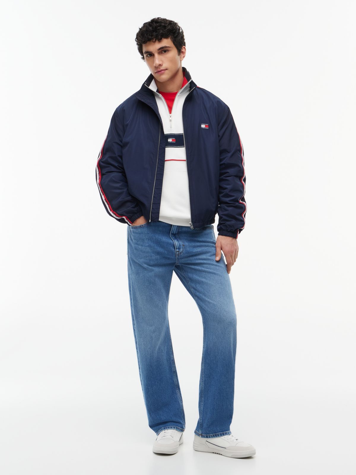 Global Stripe Tape Zip-Thru Jacket — Blue