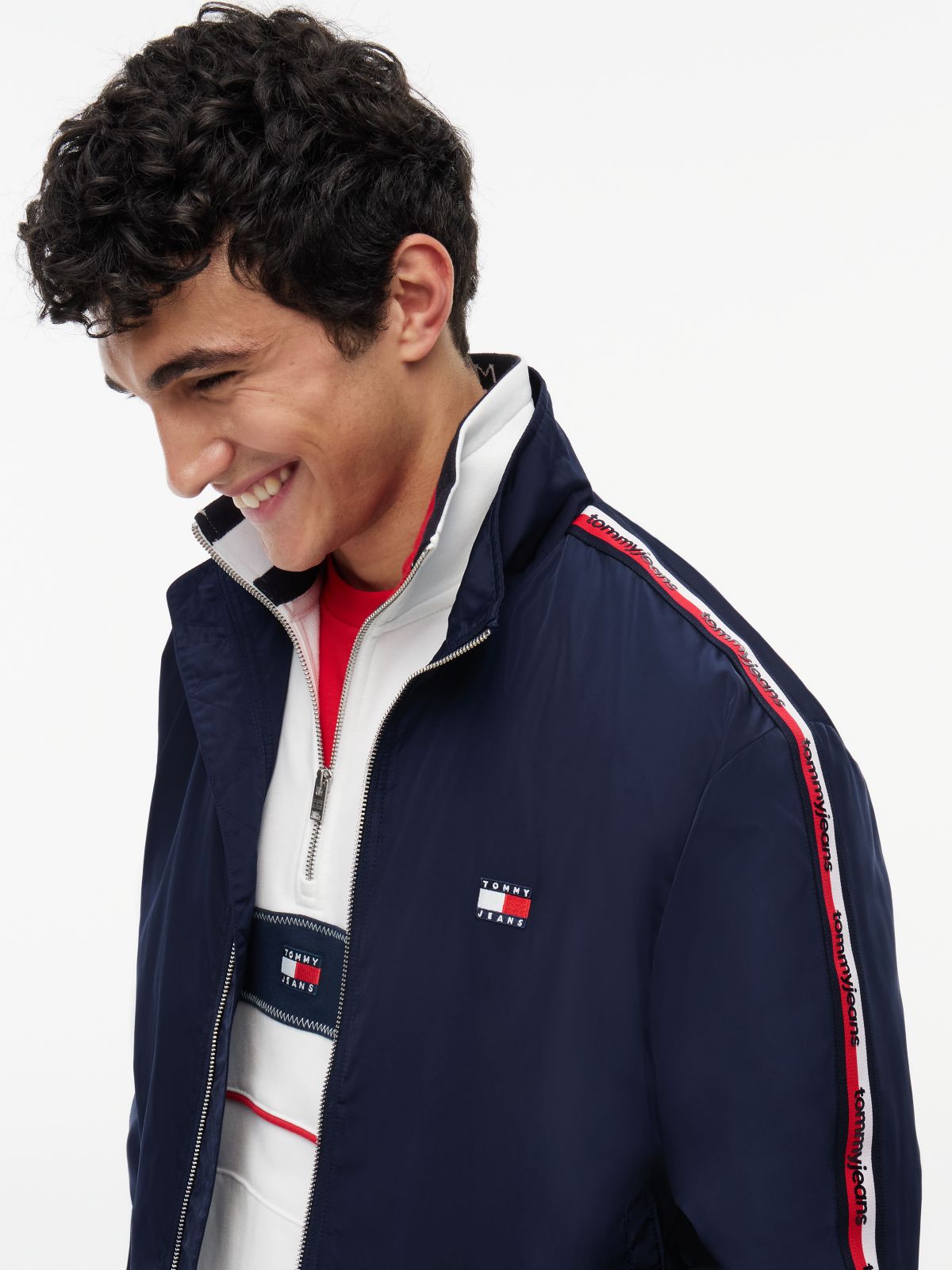 Global Stripe Tape Zip-Thru Jacket — Blue
