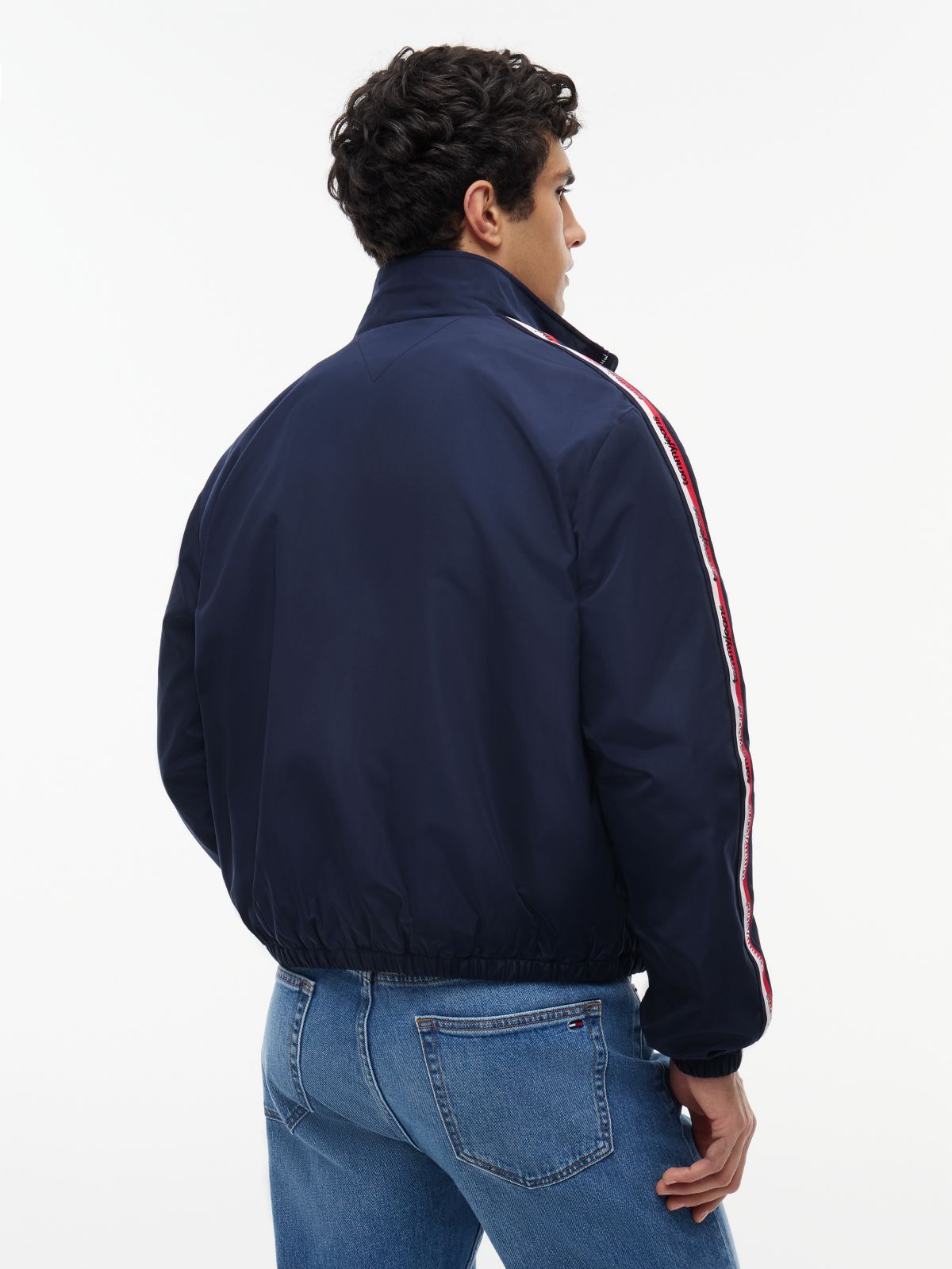 Global Stripe Tape Zip-Thru Jacket — Blue