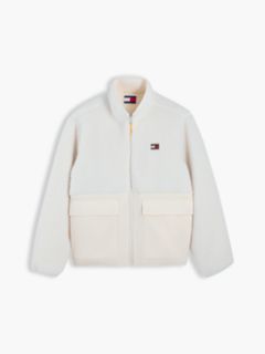 Teddy Contrast Texture Relaxed Jacket — Beige 5