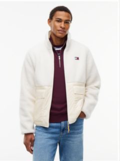 Teddy Contrast Texture Relaxed Jacket — Beige 1