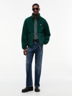 Teddy Contrast Texture Relaxed Jacket — Green 2