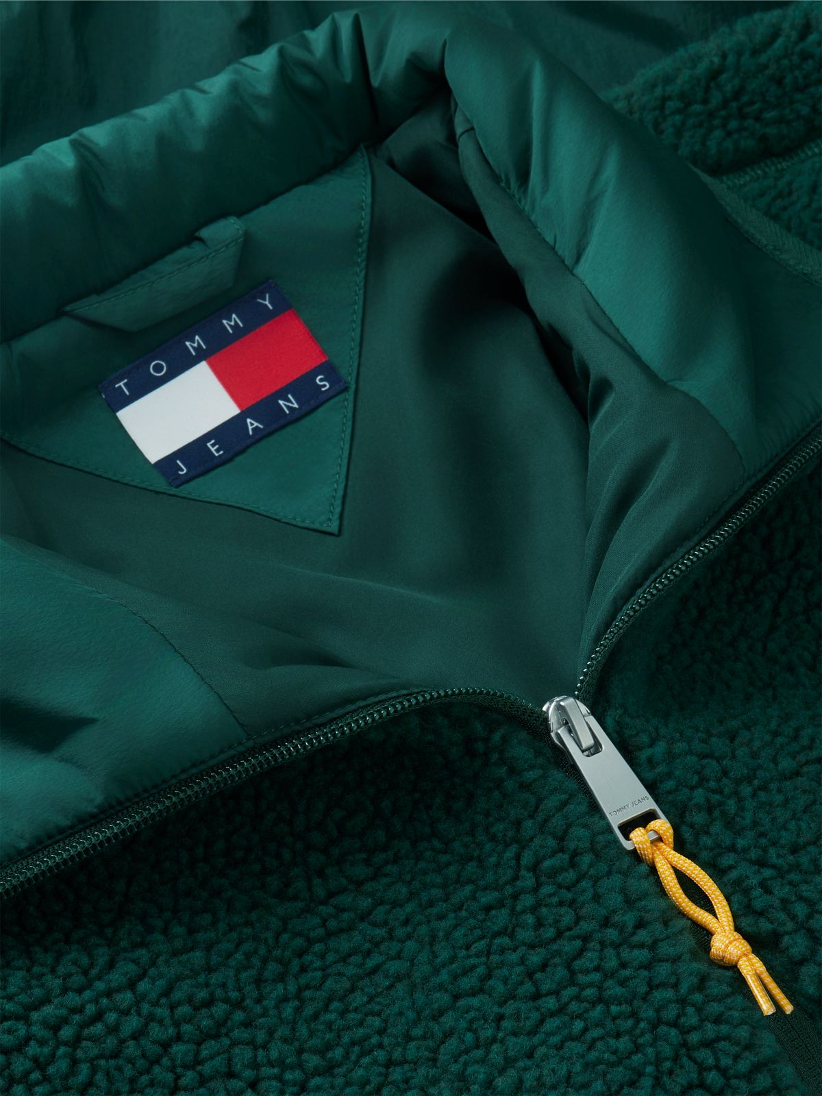 Teddy Contrast Texture Relaxed Jacket — Green