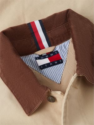 beige contrast collar canvas chore jacket for men tommy jeans