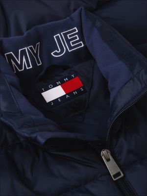 blue packable lightweight down ripstop relaxed jacket for men tommy jeans