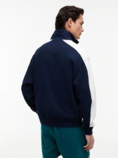 Colour-Blocked Quarter-Zip Relaxed Sweatshirt — Blue 4
