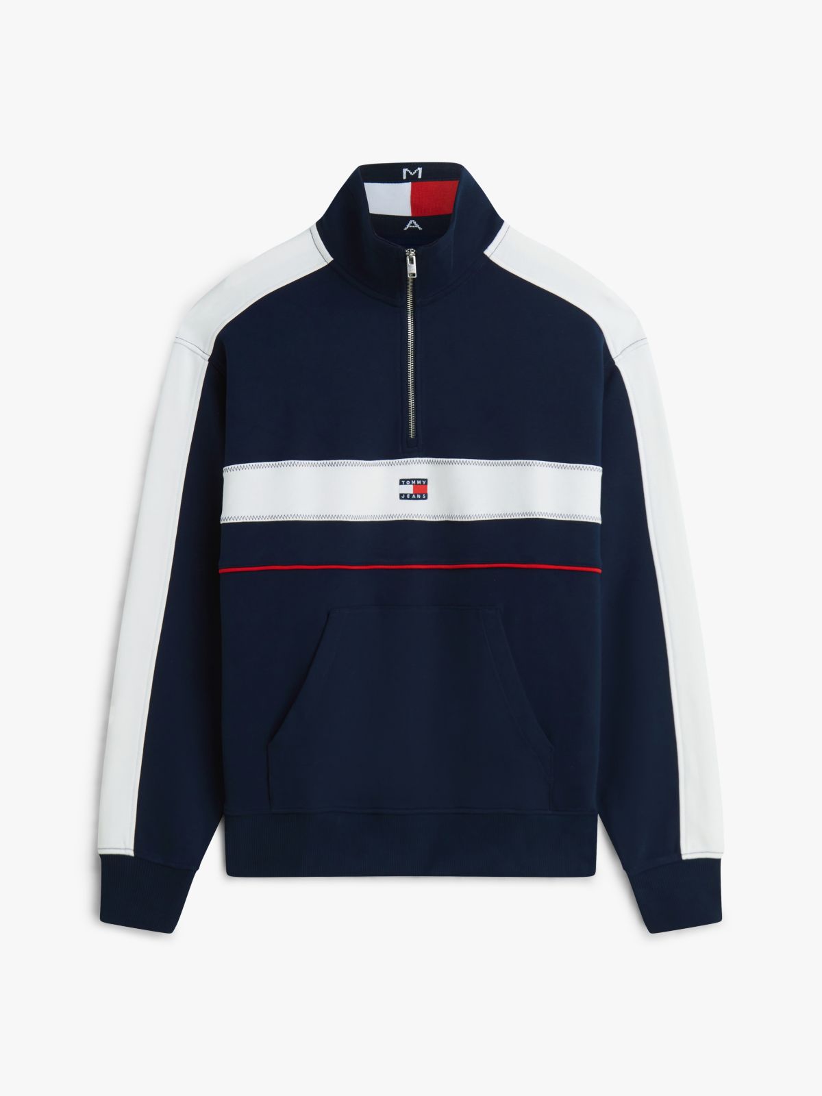Colour-Blocked Quarter-Zip Relaxed Sweatshirt — Blue