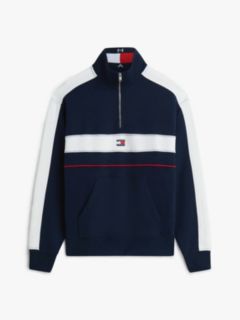 Colour-Blocked Quarter-Zip Relaxed Sweatshirt — Blue 5