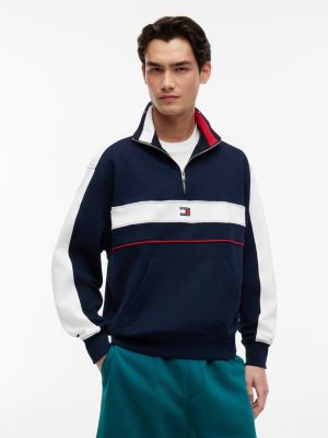 felpa relaxed fit con motivo color block blue da uomini tommy jeans