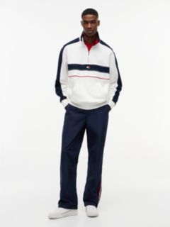 Colour-Blocked Quarter-Zip Relaxed Sweatshirt — White 2