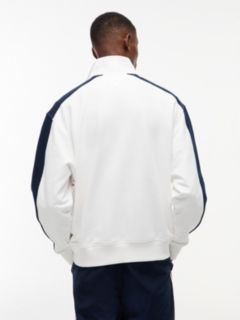 Colour-Blocked Quarter-Zip Relaxed Sweatshirt — White 4