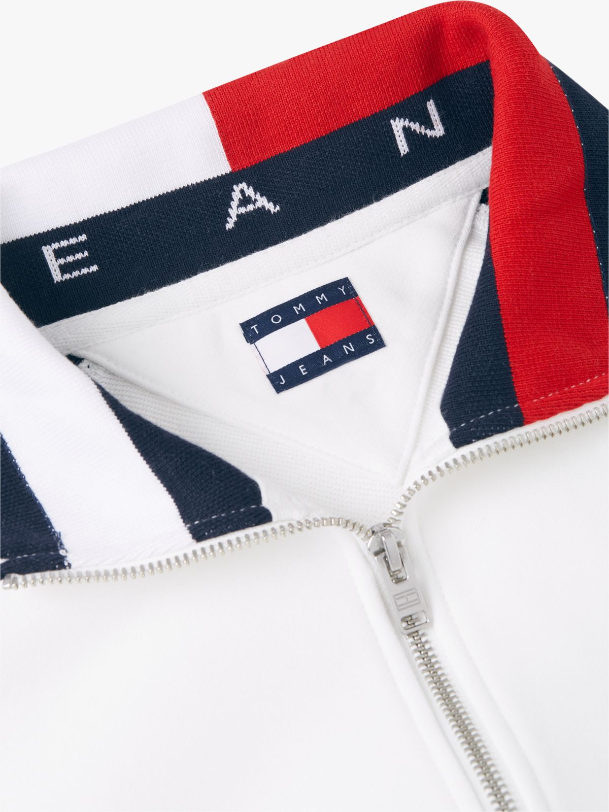 Colour-Blocked Quarter-Zip Relaxed Sweatshirt — White