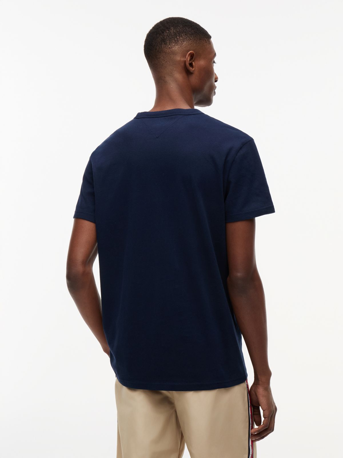 Global Stripe Tape Peached Jersey T-Shirt — Blue