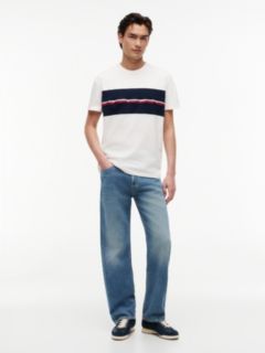 Global Stripe Tape Peached Jersey T-Shirt — White 2