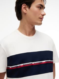 Global Stripe Tape Peached Jersey T-Shirt — White 3