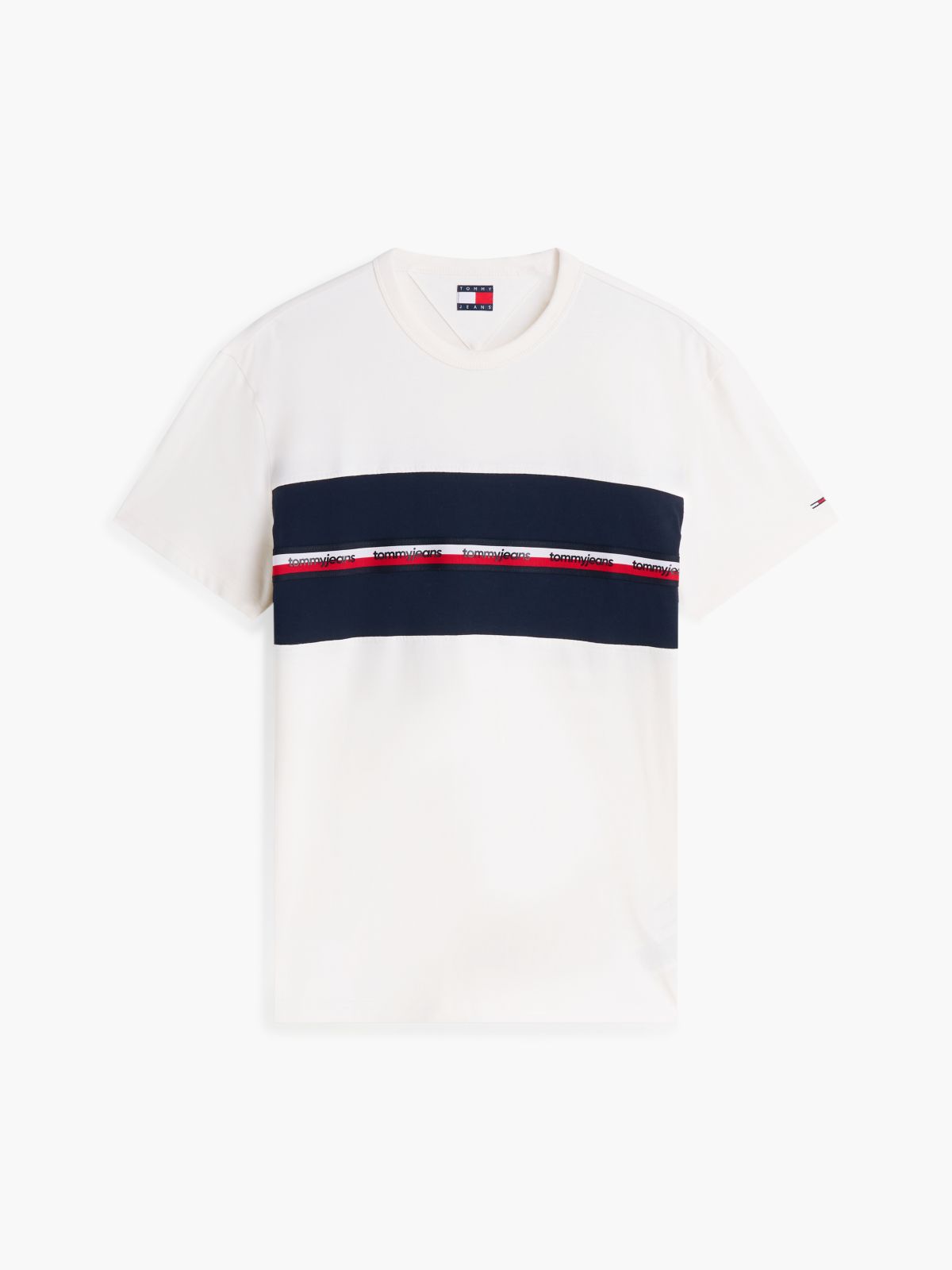 Global Stripe Tape Peached Jersey T-Shirt — White