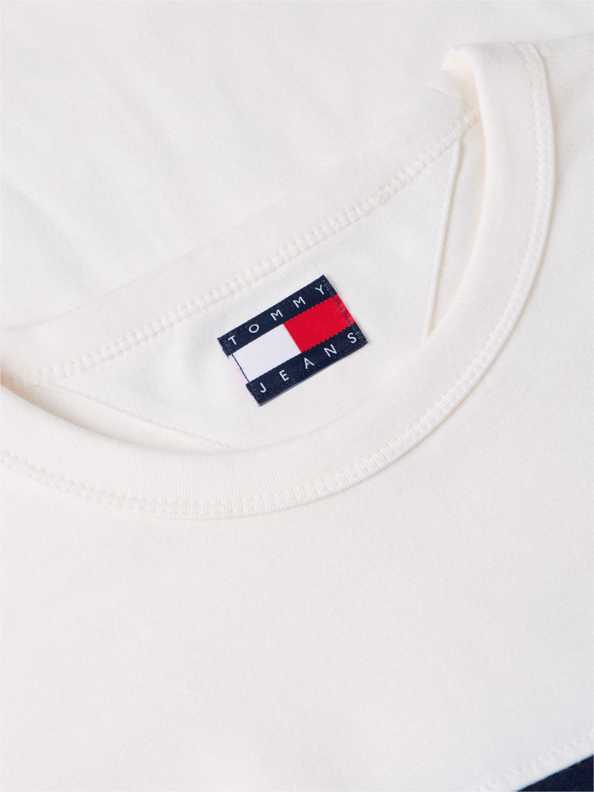 Global Stripe Tape Peached Jersey T-Shirt — White