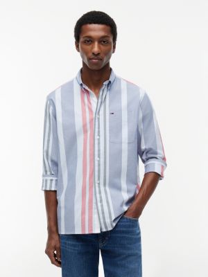 chemise oxford décontractée à rayures multi pour hommes tommy jeans