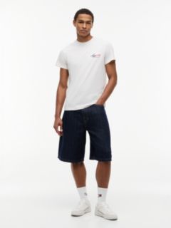 Theo Loose Denim Shorts With Linen — Blue 2