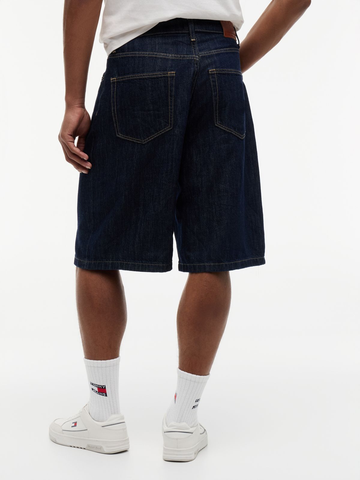Theo Loose Denim Shorts With Linen — Blue