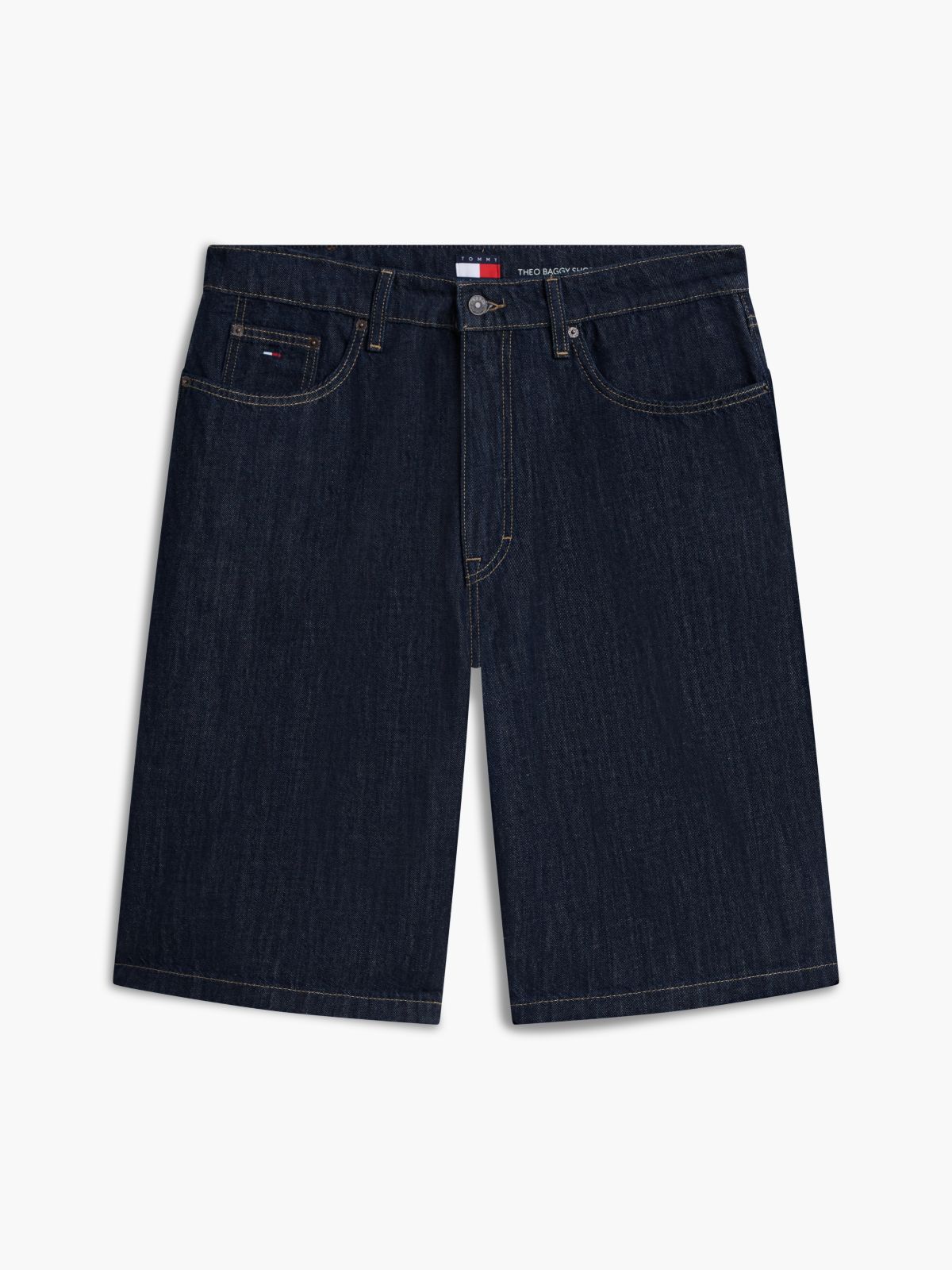 Theo Loose Denim Shorts With Linen — Blue