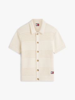 Tommy Badge Woven Short Sleeve Shirt — Beige 6