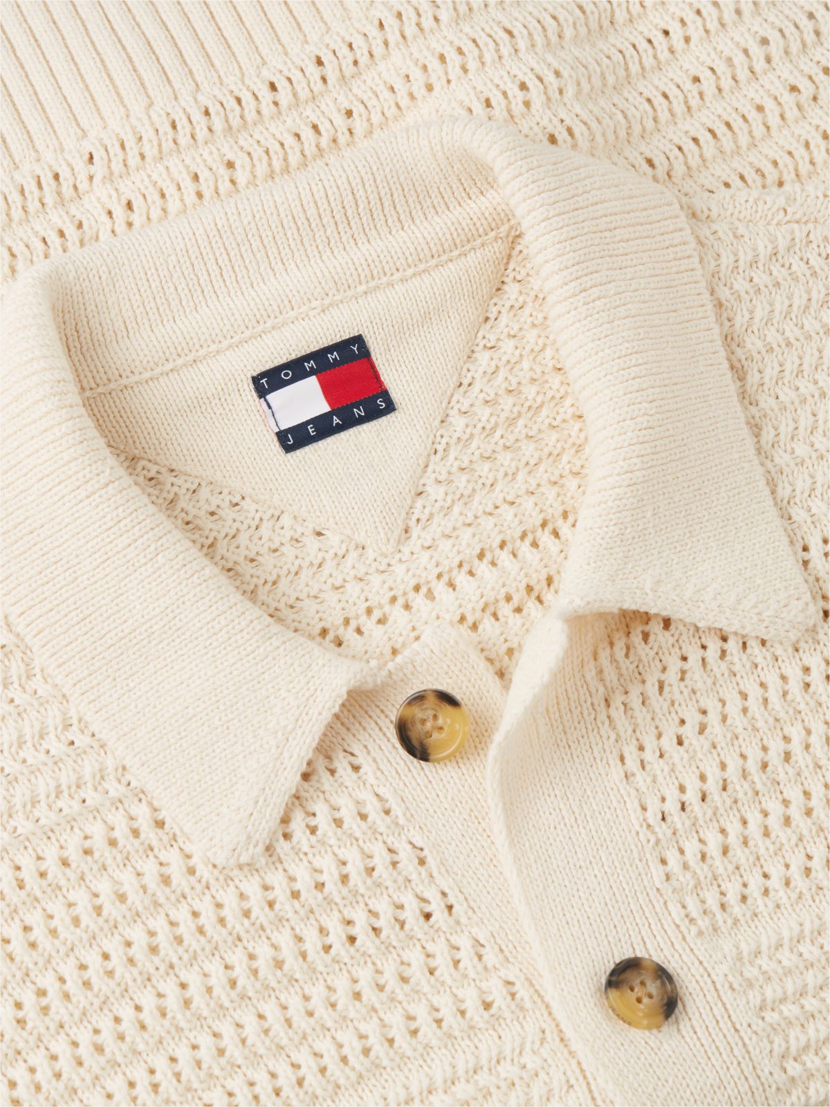 Tommy Badge Woven Short Sleeve Shirt — Beige