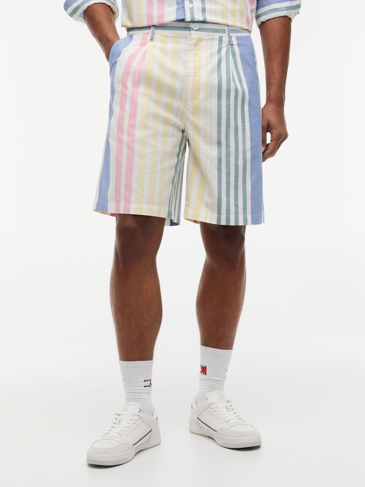 Mixed Stripe Oxford Shorts — Multi