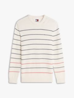 Tommy Flag Stripe Slim Crew Neck Jumper — White 5
