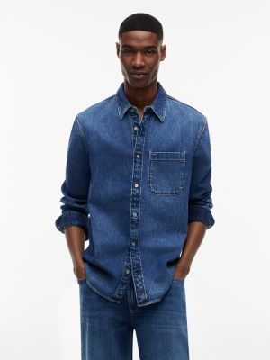 denim regular fit denim shirt for men tommy jeans