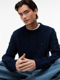 Tommy Flag Cable Knit Jumper — Blue 3