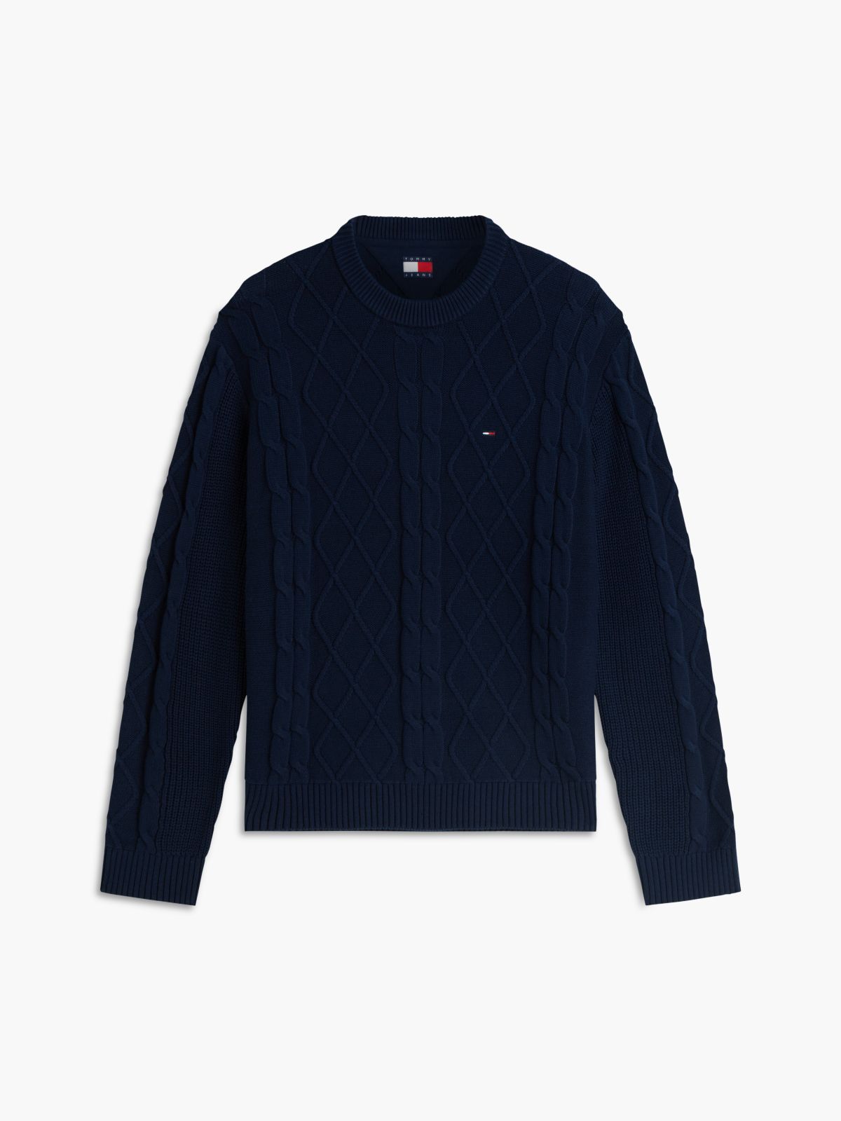 Tommy Flag Cable Knit Jumper — Blue