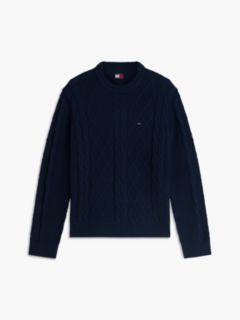 Tommy Flag Cable Knit Jumper — Blue 5