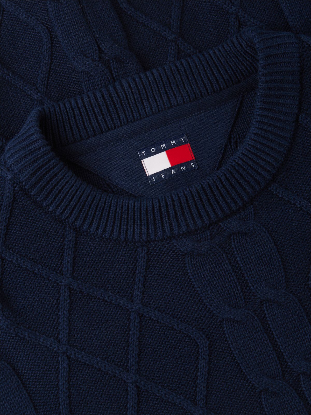 Tommy Flag Cable Knit Jumper — Blue
