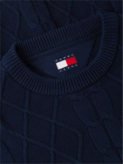 Tommy Flag Cable Knit Jumper — Blue 6
