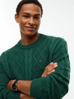 Tommy Flag Cable Knit Jumper — Green 3