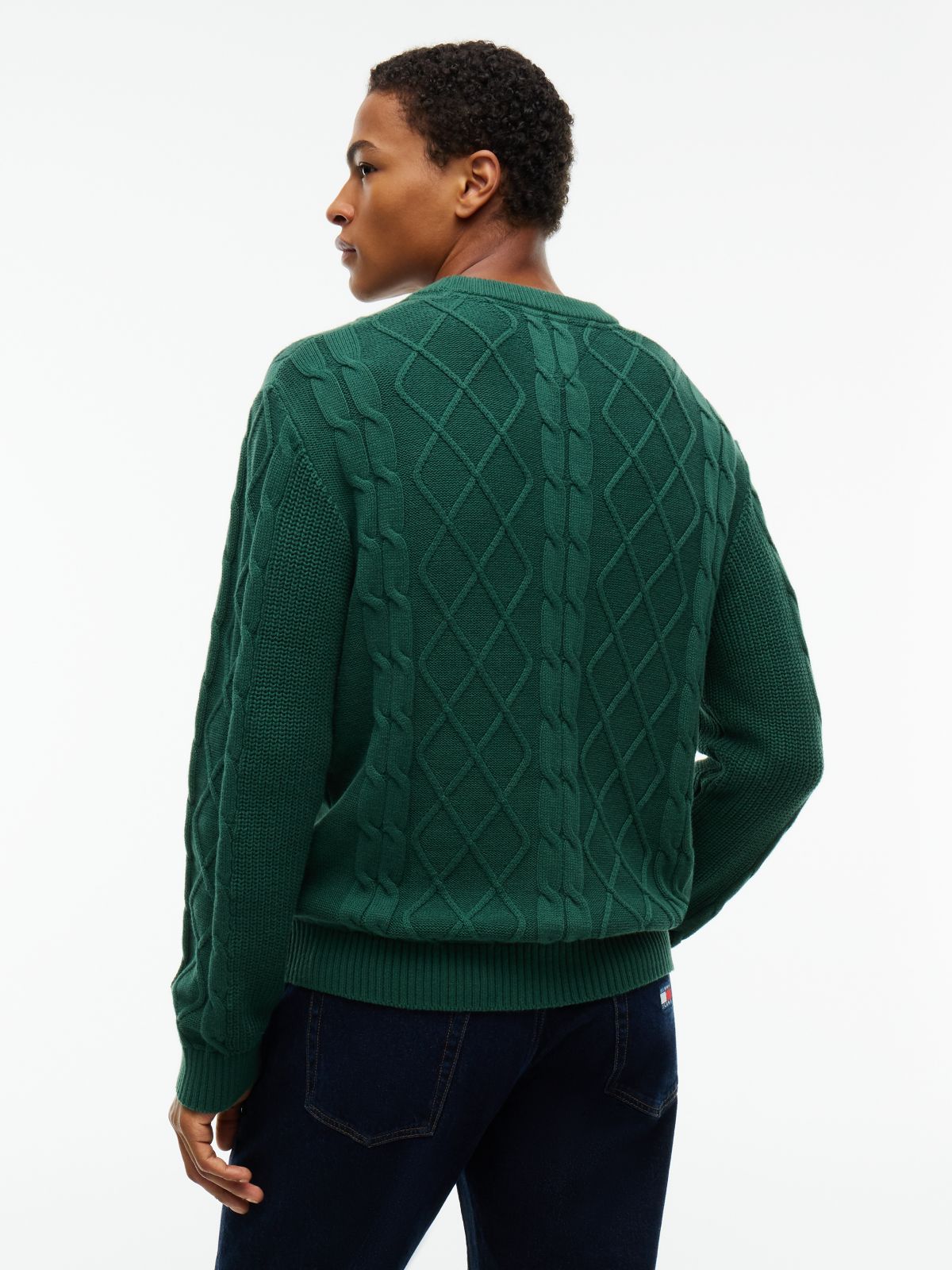 Tommy Flag Cable Knit Jumper — Green