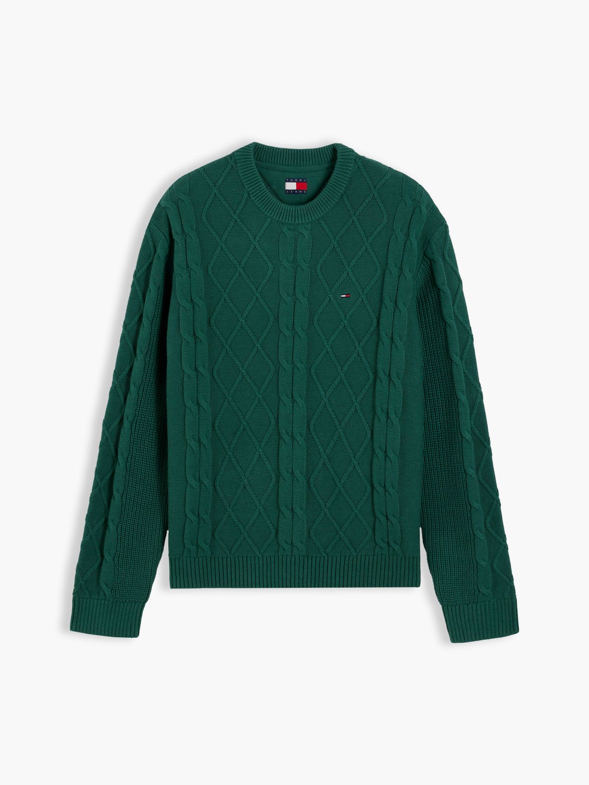 Tommy Flag Cable Knit Jumper — Green