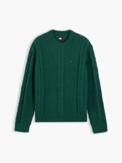 Tommy Flag Cable Knit Jumper — Green 5