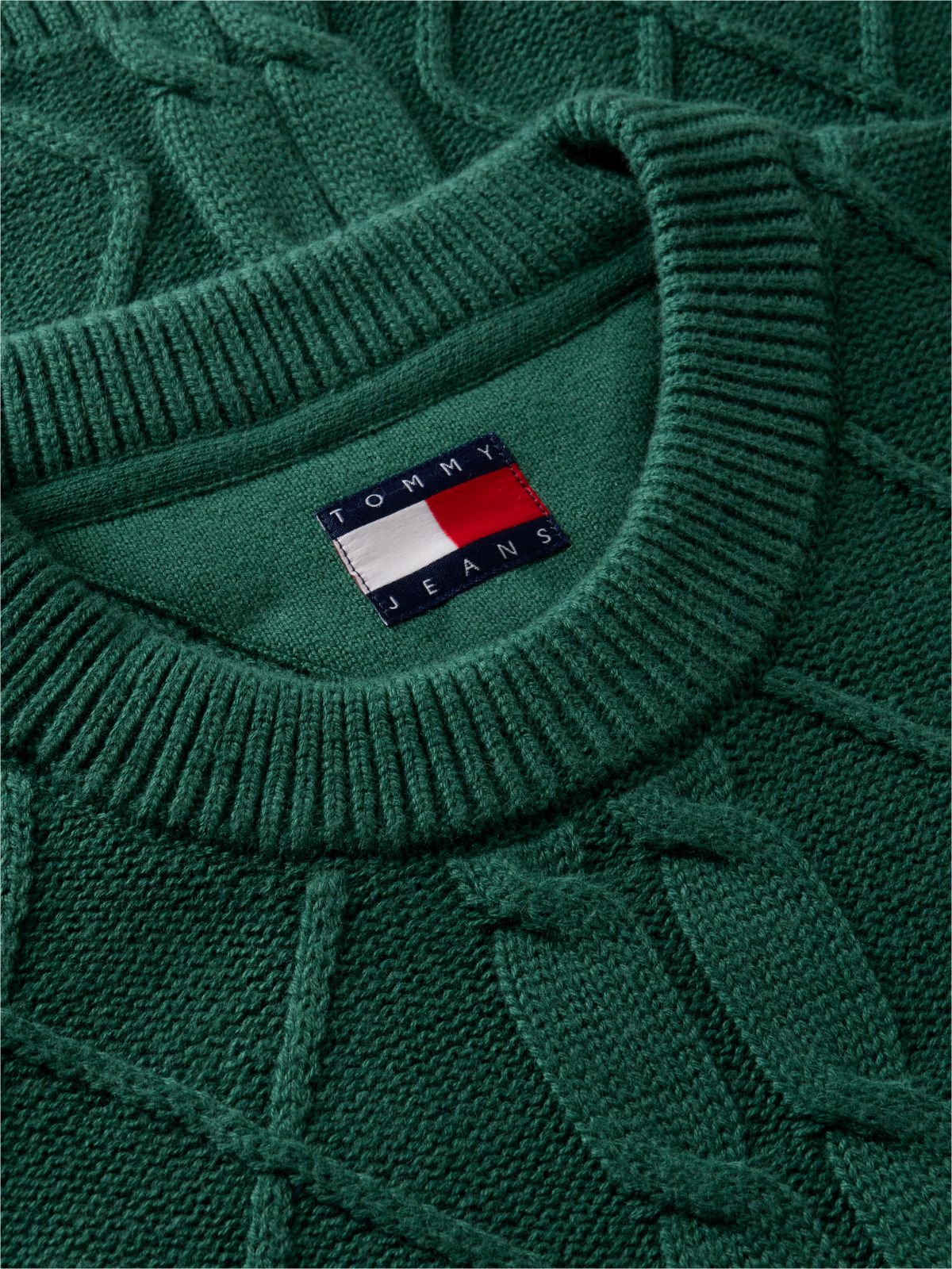 Tommy Flag Cable Knit Jumper — Green