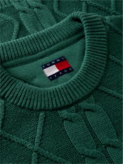 Tommy Flag Cable Knit Jumper — Green 6