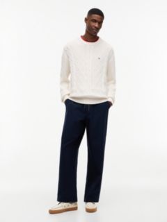 Tommy Flag Cable Knit Jumper — White 2