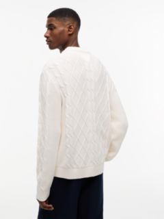Tommy Flag Cable Knit Jumper — White 4