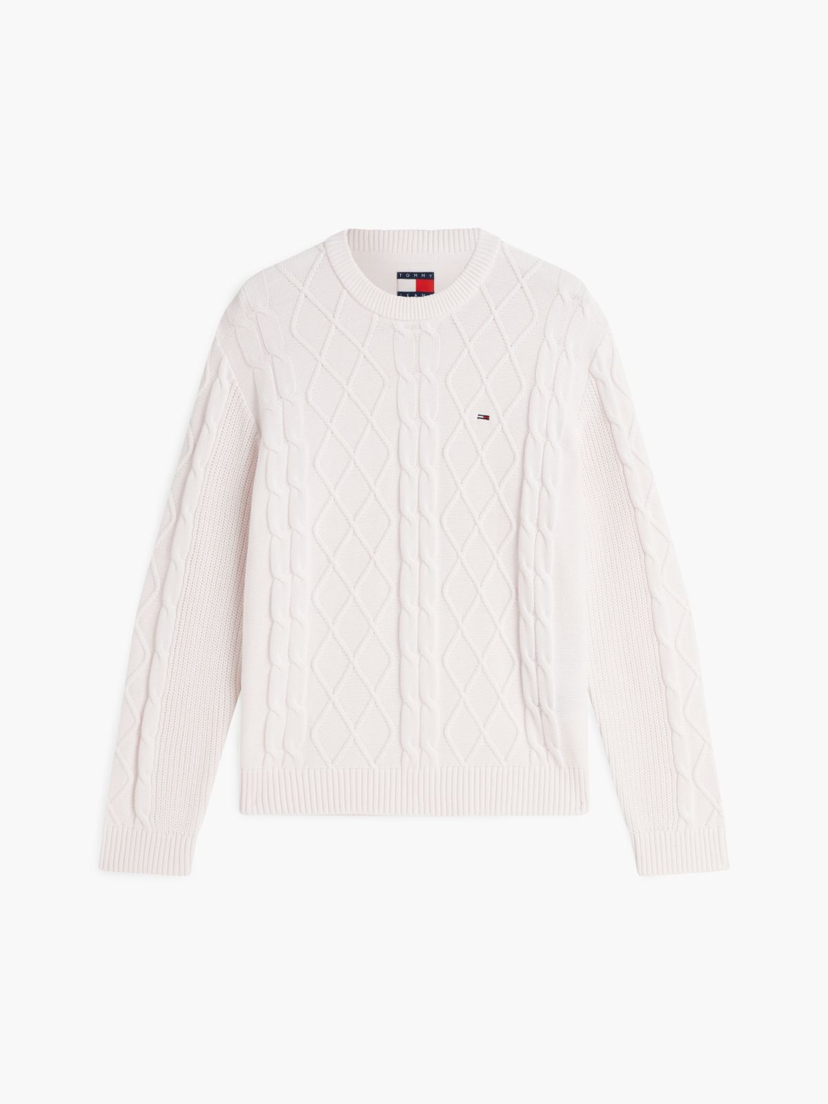 Tommy Flag Cable Knit Jumper — White