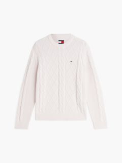 Tommy Flag Cable Knit Jumper — White 5