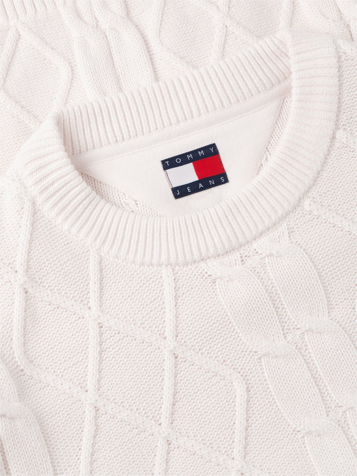 Tommy Flag Cable Knit Jumper — White