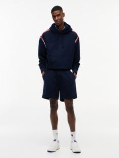 Global Stripe Logo Tape Sweat Shorts — Blue 2